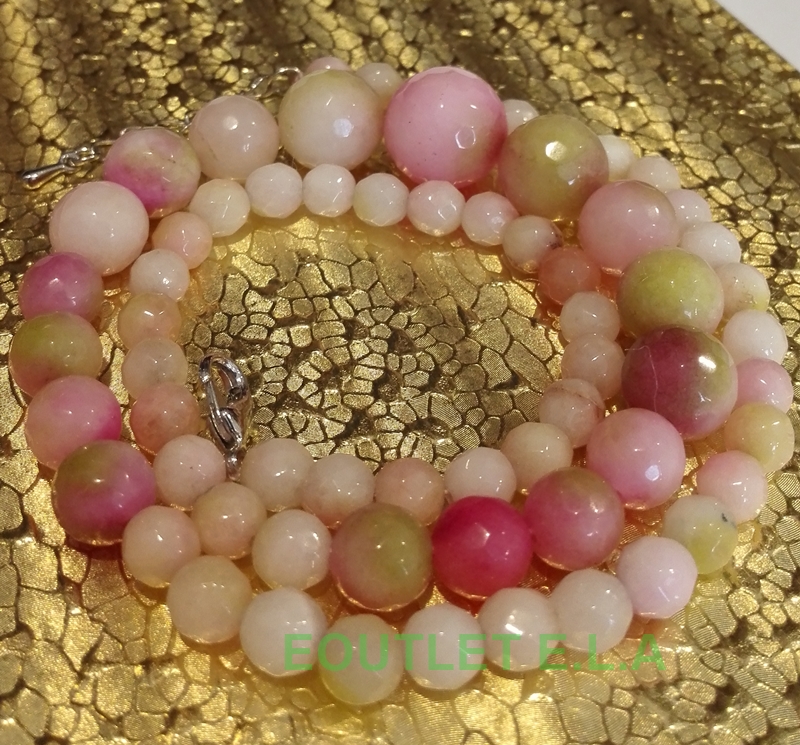 GENUINE PINK CHALCEDONY STONE NECKLACE-47-50cm